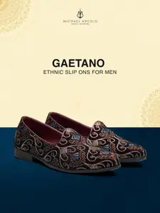 MICHAEL ANGELO Men Woven Design Mojaris