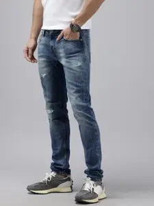 SPYKAR Men Skinny Slim Fit Low-Rise Mildly Distressed Heavy Fade Stretchable Jeans