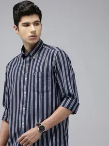 Arrow Manhattan Slim Fit Striped Pure Cotton Casual Shirt