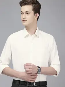 Arrow Manhattan Slim Fit Opaque Self Design Textured Pure Cotton Formal Shirt