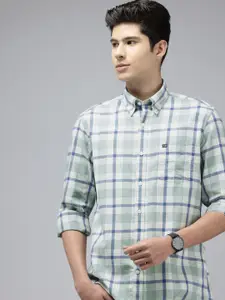 Arrow Manhattan Slim Fit Self Checked Button-Down Collar Pure Cotton Casual Shirt