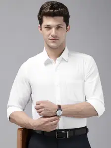 Arrow Manhattan Slim Fit Textured Self Design Pure Cotton Formal Shirt