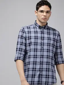 Arrow Manhattan Slim Fit Checked Pure Cotton Casual Shirt