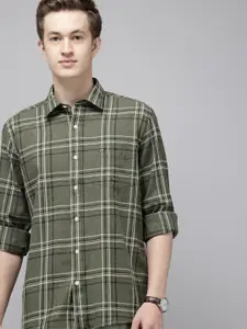 Arrow Manhattan Slim Fit Checked Pure Cotton Casual Shirt