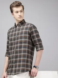 Arrow Manhattan Slim Fit Checked Pure Cotton Casual Shirt