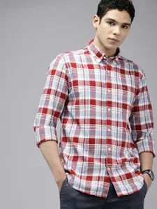 Arrow Manhattan Slim Fit Checked Button-Down Collar Pure Cotton Casual Shirt