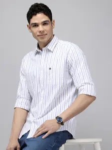 Arrow Manhattan Slim Fit Striped Pure Cotton Casual Shirt