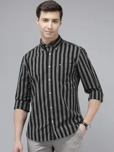 Arrow Manhattan Slim Fit Striped Pure Cotton Casual Shirt