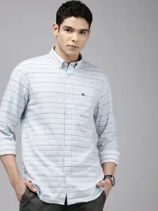 Arrow Manhattan Slim Fit Horizontal Striped Pure Cotton Casual Shirt