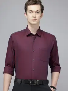 Arrow Manhattan Slim Fit Opaque Self Design Textured Pure Cotton Formal Shirt