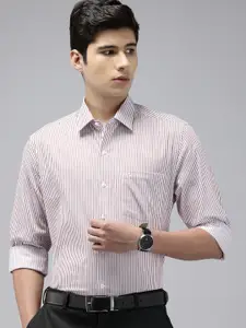 Arrow Manhattan Slim Fit Striped Pure Cotton Formal Shirt