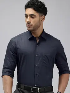 Arrow Pure Cotton Self Design Manhattan Slim Fit Textured Formal Shirt