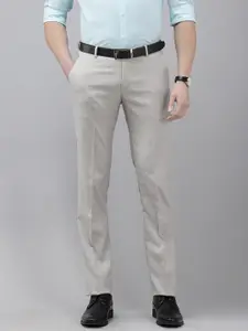 Arrow Men Self Design Textured Hudson Tailored Tapered Fit Formal Trousers