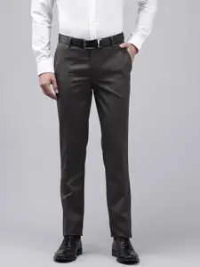 Arrow Men Self Design Textured Hudson Tailored Tapered Fit Formal Trousers