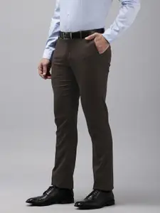 Arrow Men Self Checked Tailored Fit Formal Trousers