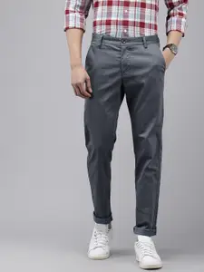 Arrow Men Textured Bronson Slim Fit Low-Rise Trousers