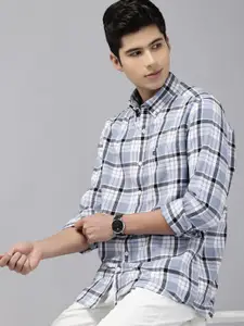 Arrow Manhattan Slim Fit Checked Pure Cotton Casual Shirt