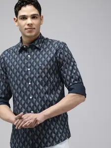Arrow Manhattan Slim Fit Geometric Printed Pure Cotton Casual Shirt