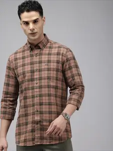 Arrow Manhattan Slim Fit Checked Button-Down Collar Pure Cotton Casual Shirt