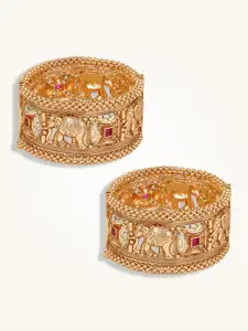Peora Set Of 2 Gold Plated American Diamond Studded Bangles