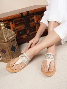 Anouk Women Laser Cuts T-Strap Flats