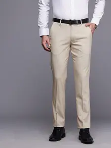 Louis Philippe Men Checked Slim Fit Formal Trousers