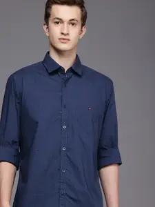 Louis Philippe Sport Pure Cotton Slim Fit Polka Dot Printed Casual Shirt