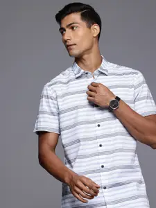 Louis Philippe Jeans Pure Cotton Slim Fit Horizontal Stripes Casual Shirt