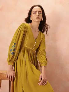 all about you Embroidered Detail A-Line Dress