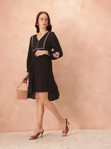 all about you Embroidered Detail A-Line Dress