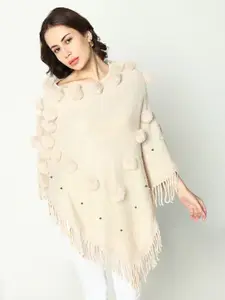 SHOWOFF Women Longline Poncho with Embellished Detail