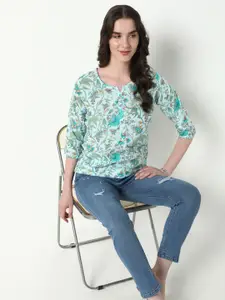 SHOWOFF Women Round Neck Floral Printed Kurti