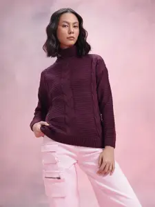DressBerry Cable Knit Turtle Neck Pullover