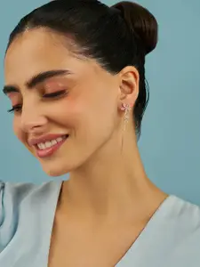 Kushal's Fashion Jewellery  Sterling Silver Zircon Rose Gold-Plated Drop Earrings