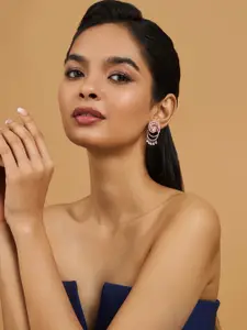 Kushal's Fashion Jewellery Rose Gold-Plated Silver Zircon Circular Studs