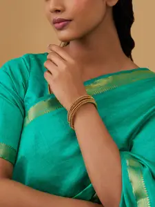 Kushal's Fashion Jewellery Set Of 2 Gold Plated Antique Bangles