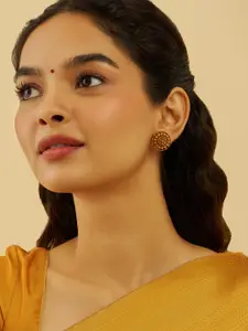 Kushal's Fashion Jewellery Gold-Plated Circular Studs Earrings