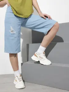 The Roadster Life Co. Women High-Rise Pure Cotton Denim Bermuda Shorts