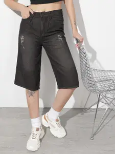 The Roadster Life Co. Women High-Rise Pure Cotton Denim Bermuda Shorts