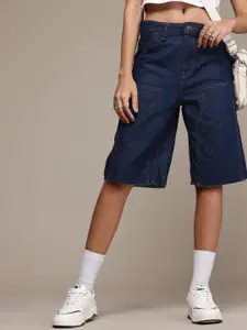 The Roadster Life Co. Women Pure Cotton High-Rise Demin Jorts