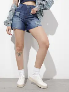 The Roadster Life Co. Women Loose Fit High-Rise Pure Cotton Denim Shorts