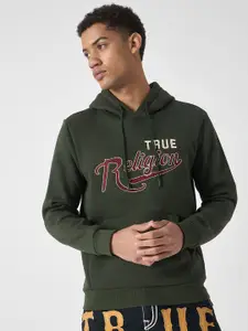 True Religion Men Embroidered Full Sleeves Hooded Sweatshirt