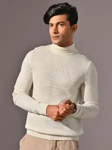 KINGDOM OF WHITE Men Turtle Neck Knitted Regular Fit Sweater