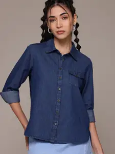 The Roadster Lifestyle Co. Classic Pure Cotton Denim Casual Shirt