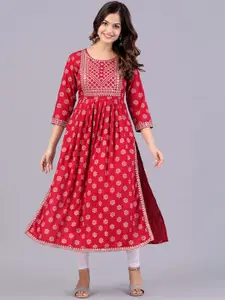 NEW4U Floral Yoke Design Straight Kurta