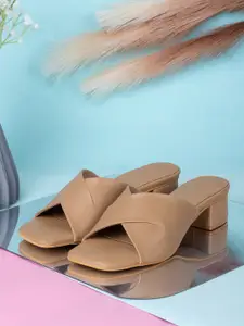 LOUIS STITCH Women PU Square Toe Blocked Heel Sandal