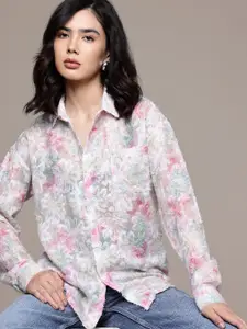 The Roadster Life Co. Self Design Floral Textured Casual Shirt