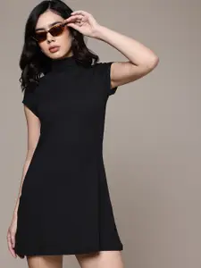 The Roadster Life Co. Turtle Neck A-Line Flared Mini Dress