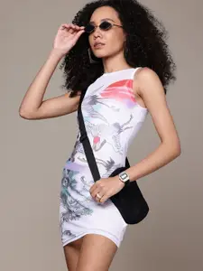 The Roadster Life Co. Graphic Printed Mesh Bodycon Mini Dress