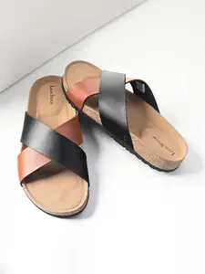 LOUIS STITCH Men Lightweight Cross Strap Casual Slip-on Cork Sandal